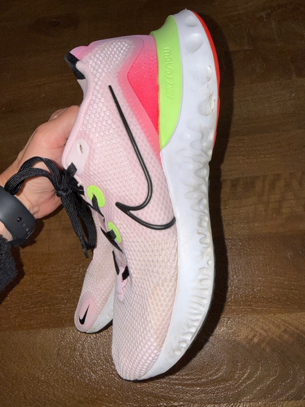 Nike Pink Mesh Running Sneakers with Neon Green Accents - Picture 7 of 10